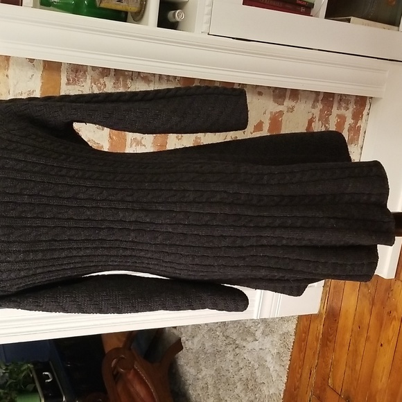 The Irish Store charcoal gray cable knit merino wool fit and flare dress 10 12 L - Picture 4 of 7